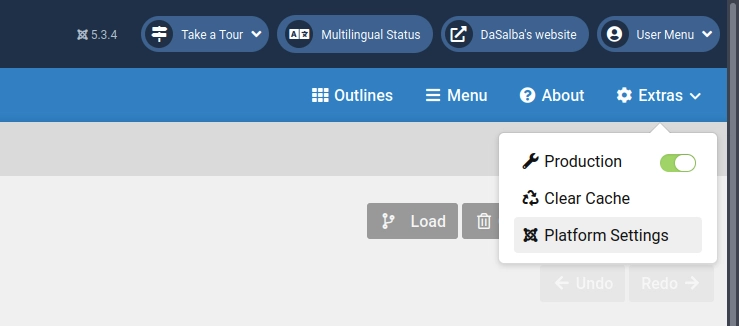 The Platform Settings can also be accessed from the Global Configuration.
