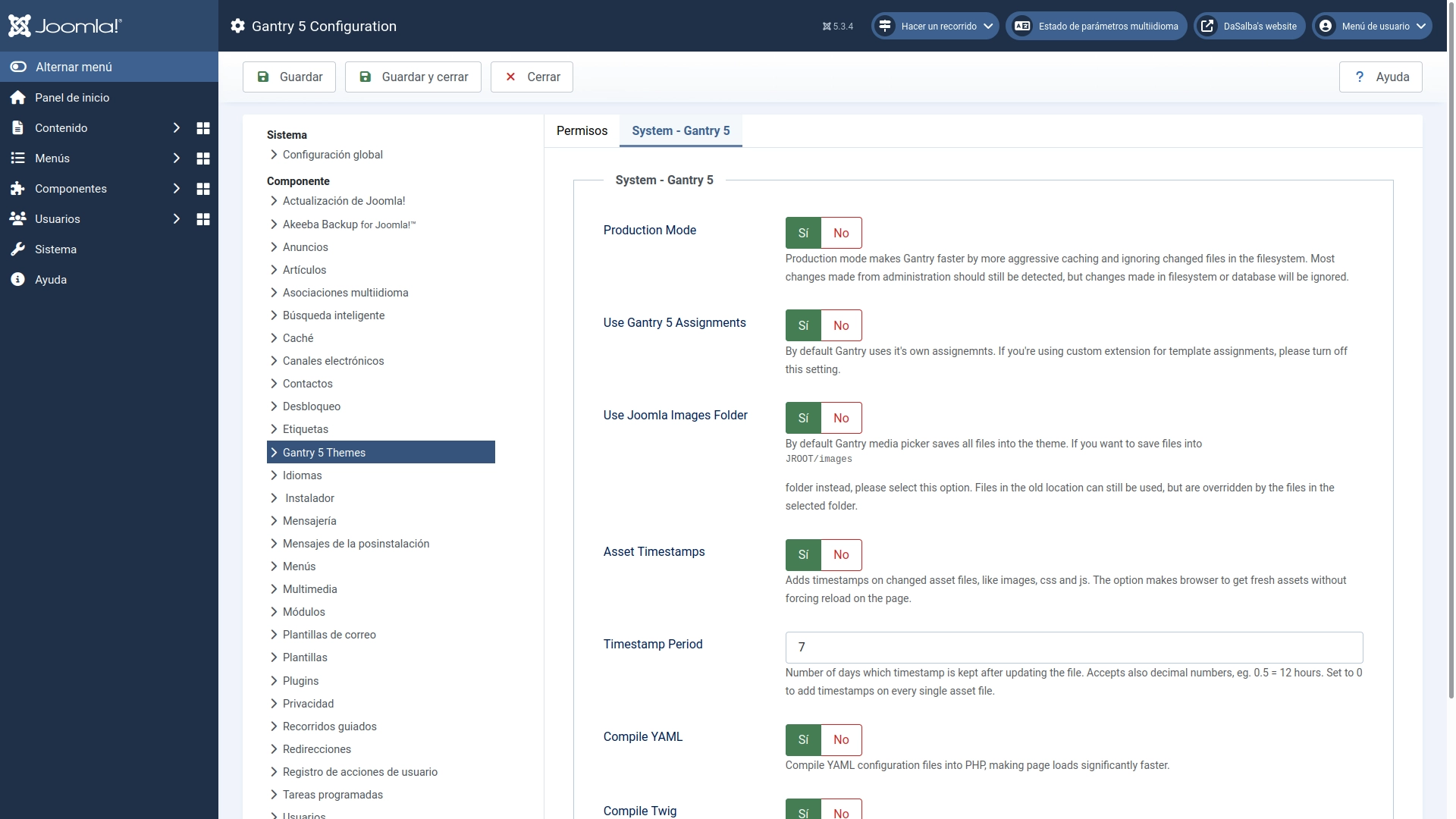 Activa la opción para usar la carpeta de Joomla como ruta de subida de archivos.