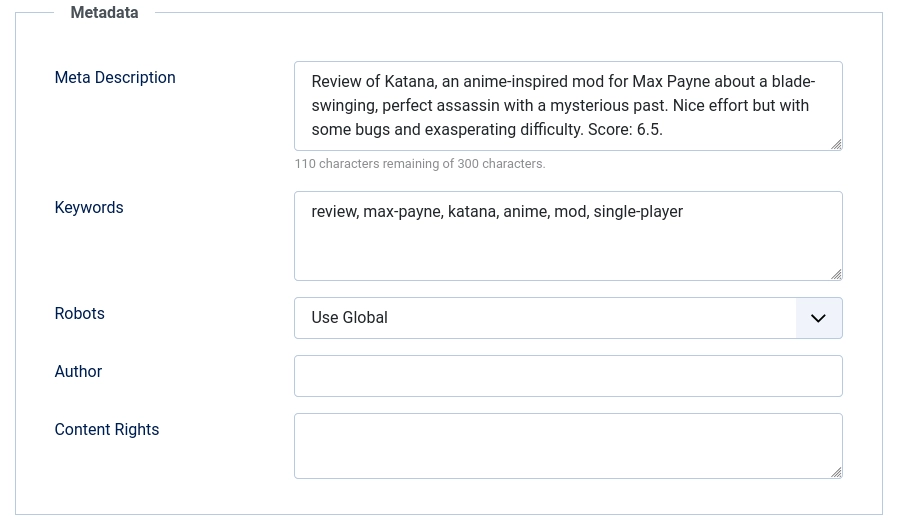 Filling the metadata fields can be very tiring, but not doing it will punish your ranking.