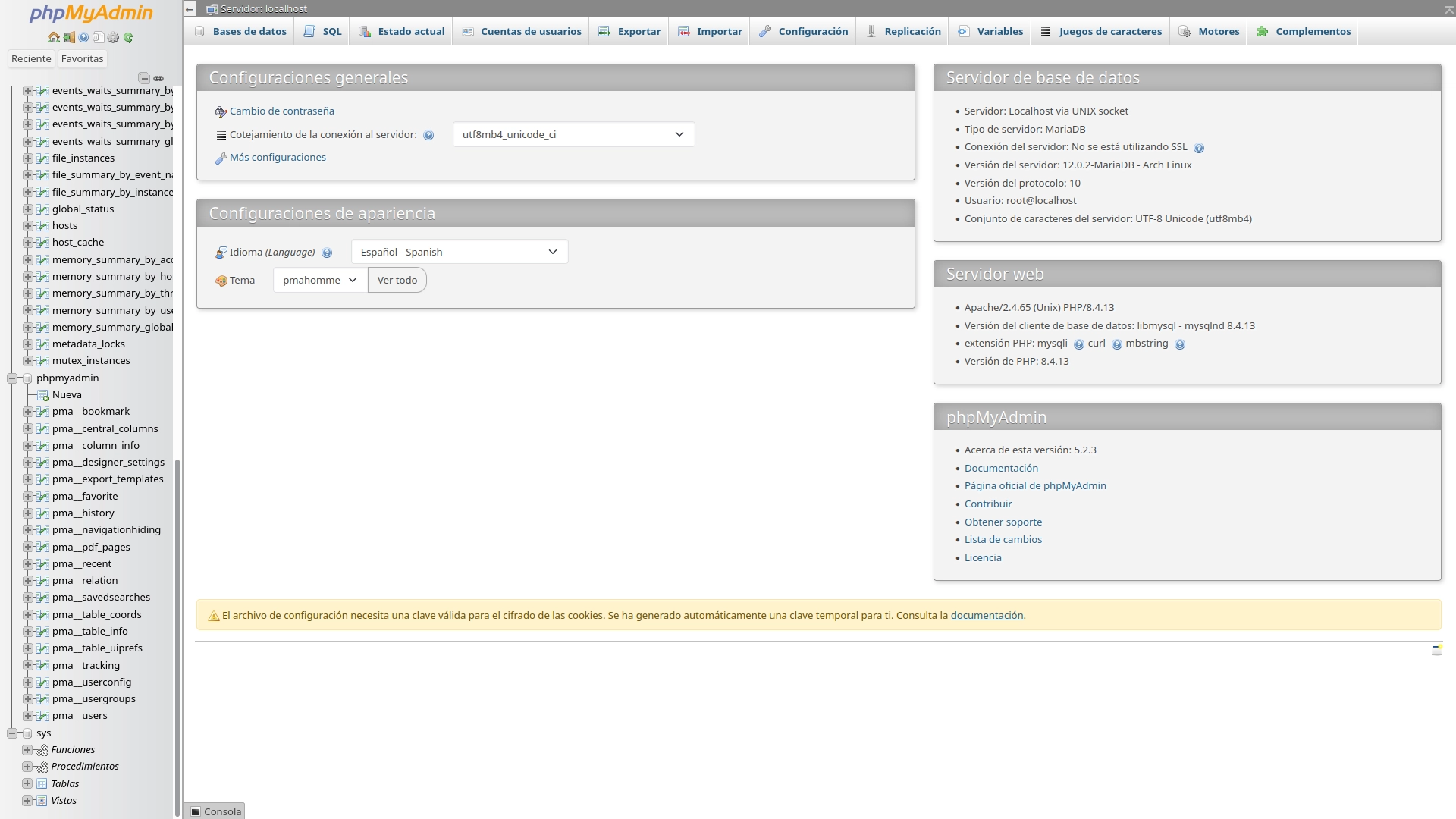 phpMyAdmin puede parecer imponente, pero apenas lo usarás (salvo que rompas algo).
