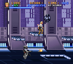 En Super Star Wars, siempre hay un mínimo de dos cosas en pantalla intentando matarte. En Super Star Wars, siempre hay un mínimo de dos cosas en pantalla intentando matarte.