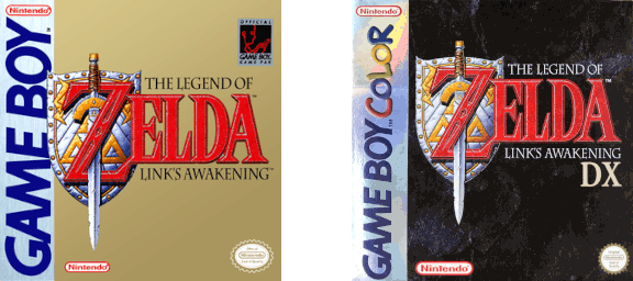 European box art of the original (left) and color remaster (right) versions of The Legend of Zelda: Link's Awakening