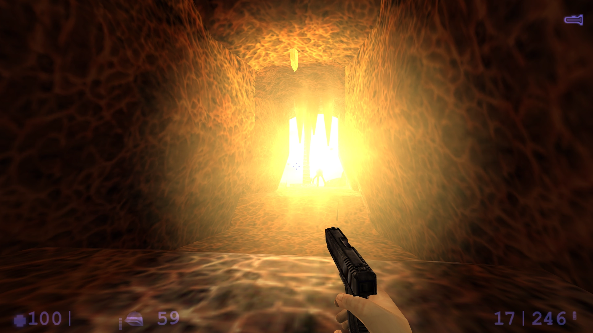 The author included some eye-candy effects, such as this indoors-to-outdoors "transition" glare that reminds of the Highway 17 tunnels from Half-Life 2. The author included some eye-candy effects, such as this indoors-to-outdoors "transition" glare that reminds of the Highway 17 tunnels from Half-Life 2.