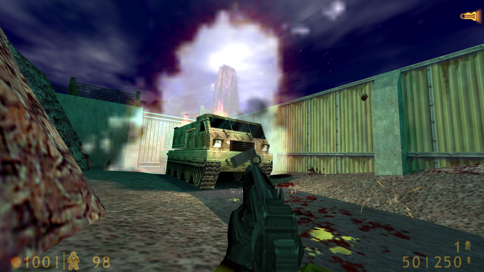 KABOOM! Try to get a little distance between you and the launcher before blowing it. KABOOM! Try to get a little distance between you and the launcher before blowing it.